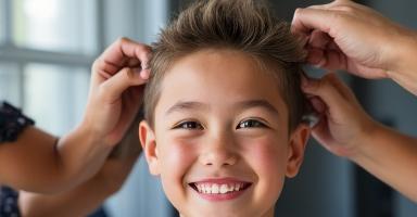 High school student getting an affordable back-to-school haircut