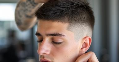 Barber delivering a clean precision fade haircut