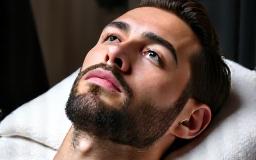 Wedding groom receiving a luxury hot towel shave and haircut